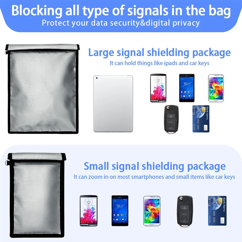 Blocco segnale per borsa Faraday impermeabile ignifugo per telefono, laptop, chiavi per auto, custodia per protezione dalle radiazioni, tracciamento anti-ferro