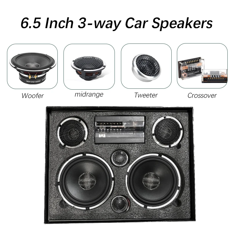 High Powered 65 Component Car Speakers 3 Way Speaker Car Audio Music System 6.5 Inch