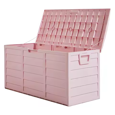 75gal 280L Outdoor Garden Plastic Storage Deck Box Chest Tools Cushions Toys Lockable Seat