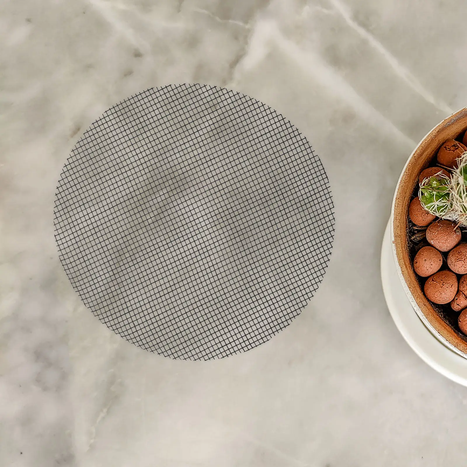 50pcs Round Plastic Drainage Mats for Flower Pots, 10cm Bonsai Bottom Mesh Grids, Garden Planter Hole Screens