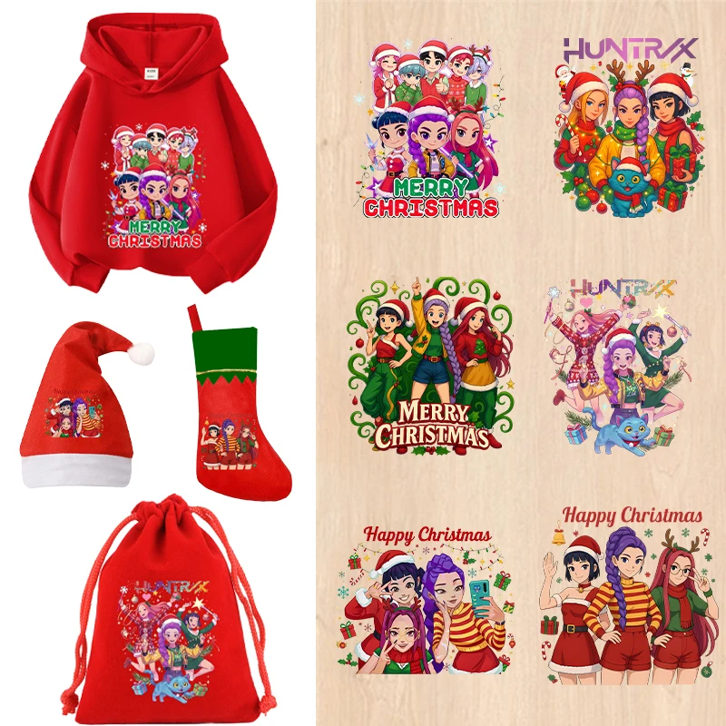 

KPop Demon Hunter Christmas Hot Stamping Stickers Waterproof Stickers Lunch Boxes Clothes DIY Stickers Children Christmas Gifts