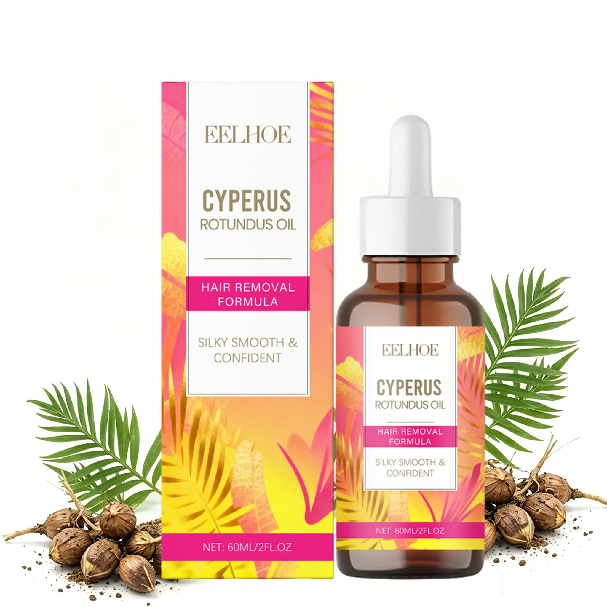 Cyperus Rotundus Oil for Hair Removal Painless Soothing & Nourishing Depilatory Cream for Legs Arms Underarms Smooth Skin Care