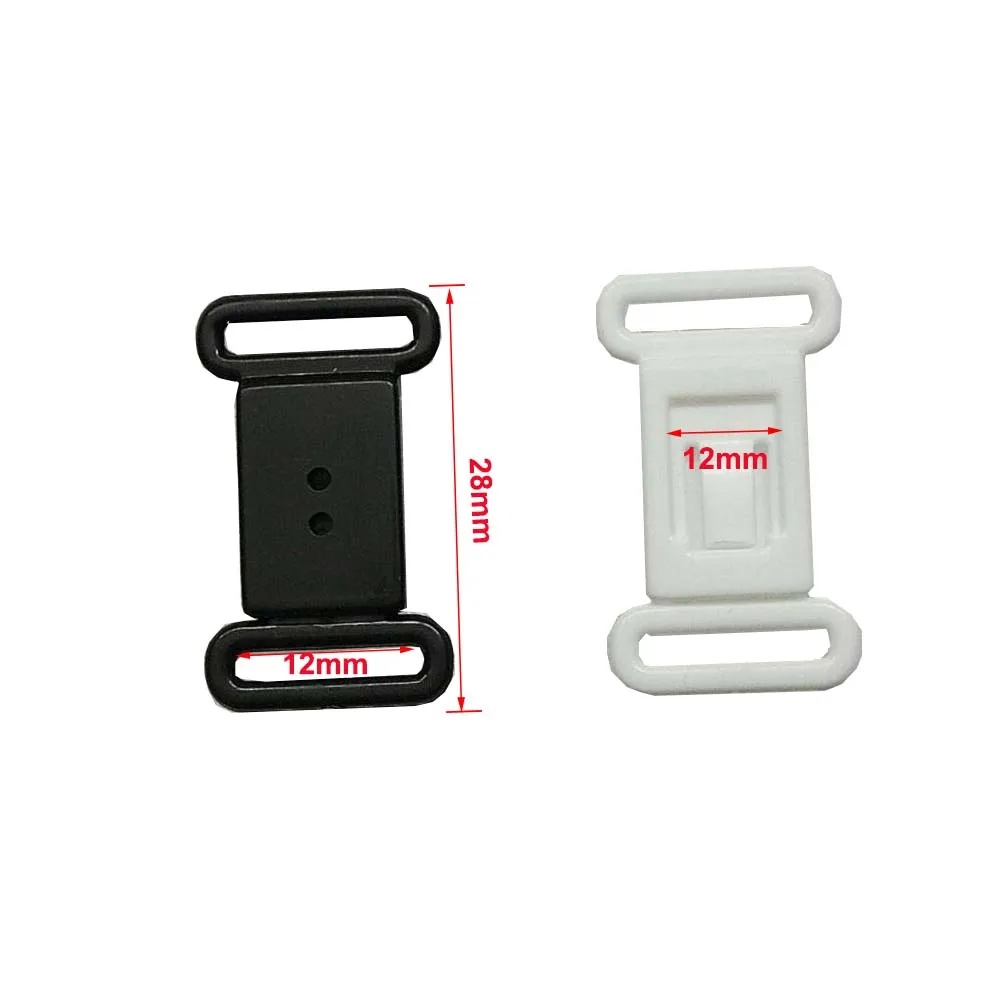 12mm Plastic Bra Buckles Bikini Closure Adjust Hook Underware Strap Clasp Swimwear Clamp Bow Tie Accessories 100Sets