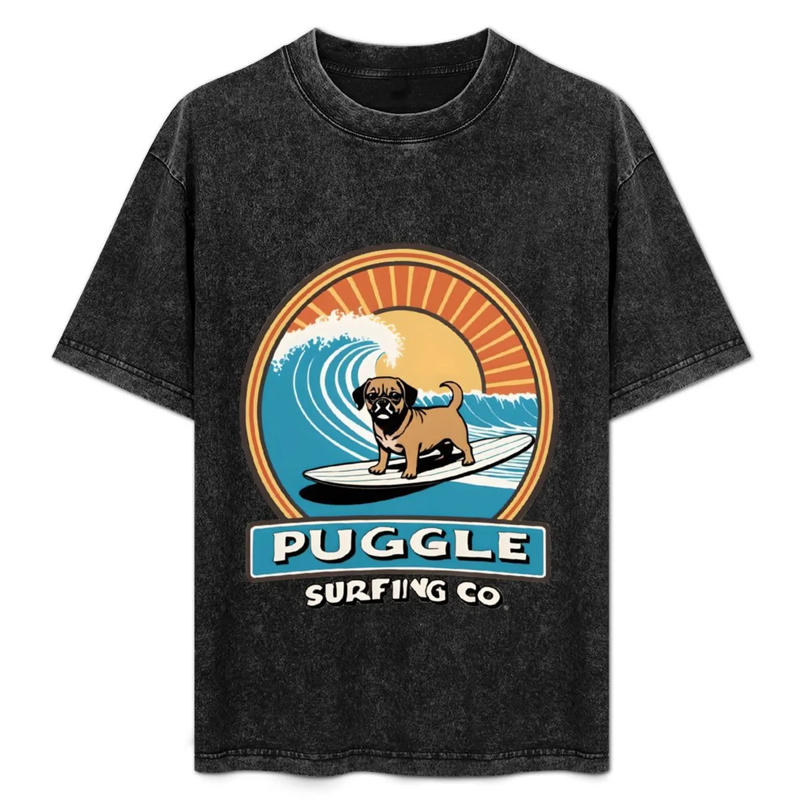 Puggle Surfing Co. T-Shirt Basic Solid Color Short Sleeve Cotton Top