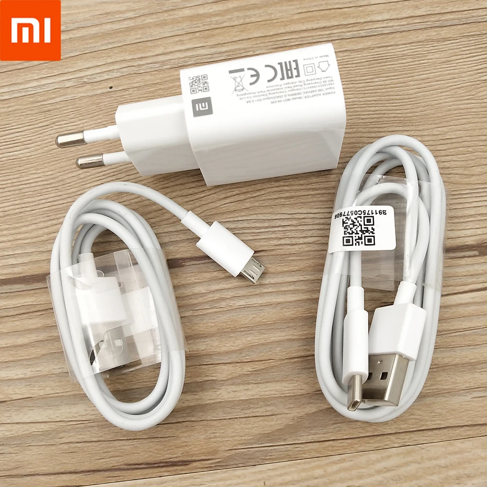 MDY-09-EW Original Xiaomi Charger 10W 5V2A Micro USB/Type C Cable For Mi 2 3 4 5 6 A3 A2 Redmi 3 3s 4 5 Note 3 4 5 6 7 8 9 10 A