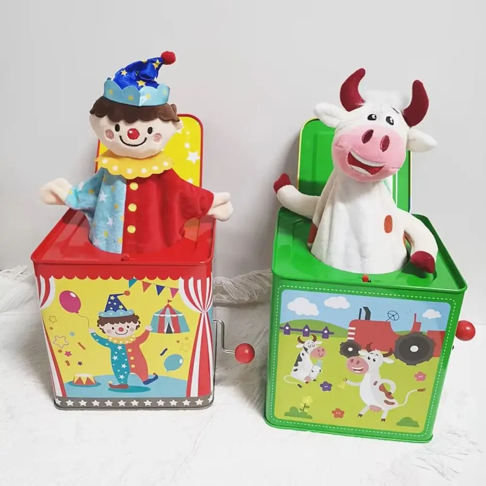 Jack in the Box Classic Children's Musical Toy Colorful Embossed Tin Box and Friendly Plush Age 18 months and Up