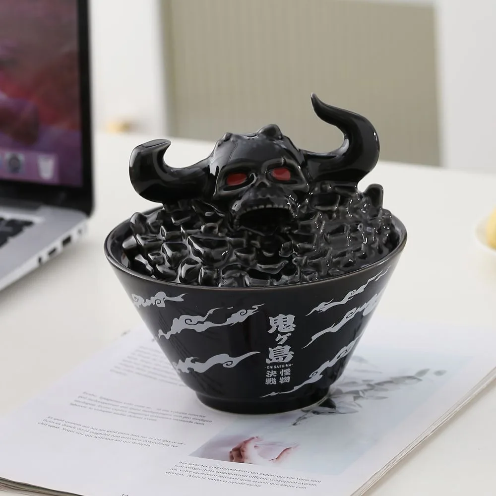 Japanese Ceramic Cartoon Anime One Piece Kaido Onigashima Noodle Bowl with Lid Exported To Japan As A First-class Rice Bowl