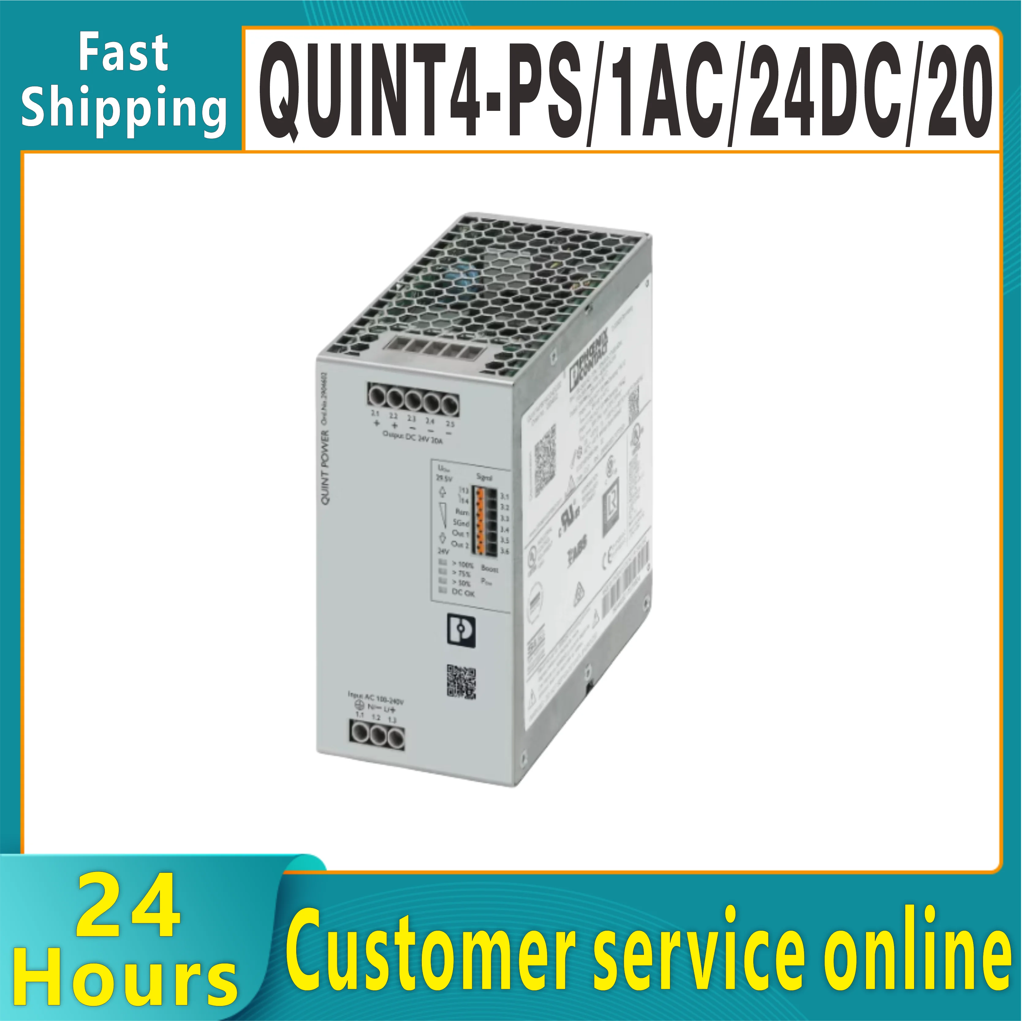 Original Phoenix Contact QUINT4-pS/1AC/24DC/20 switch mode DIN rail power supply 2904602