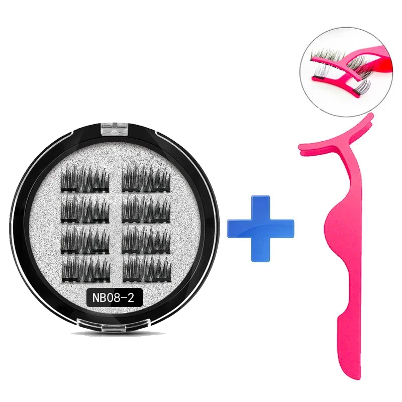 MB New 8Pcs Magnet Mink Lashes 100% Magnetic Eyelashes Natural Hair False Eye lashes 3D Fake Lash Fluffy Faux Cils magnetique