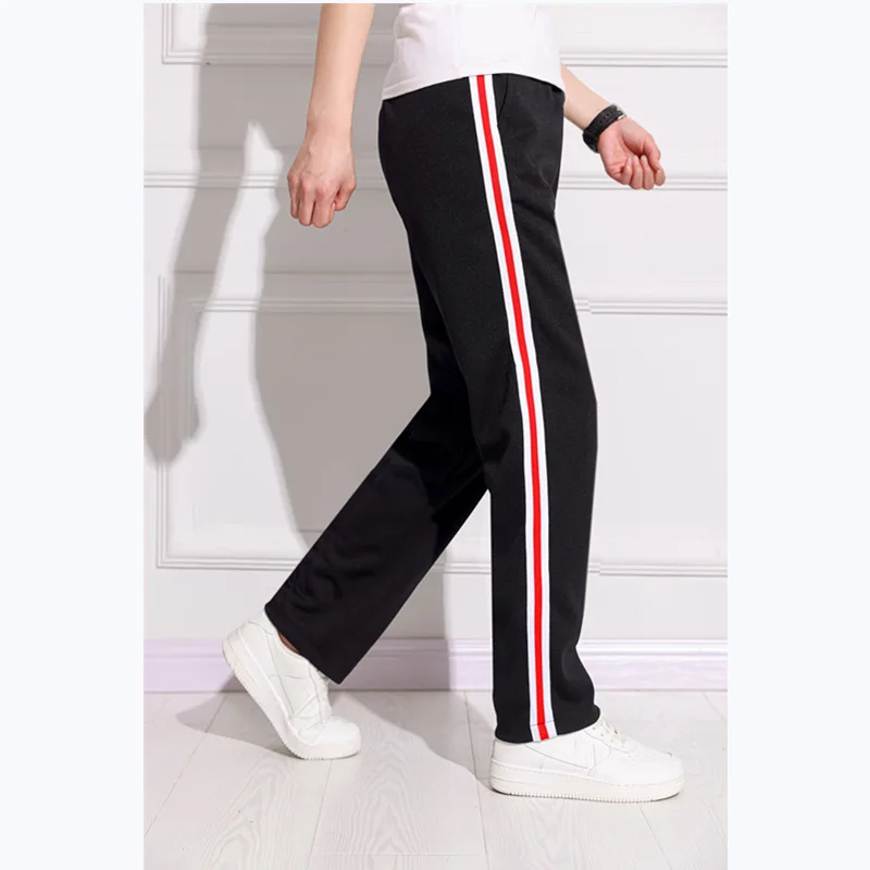 Black Unisex New Track Pants Casual Sweatpants mens Striped Bastic Trousers Straight Pants Joggers Simple Work Pants