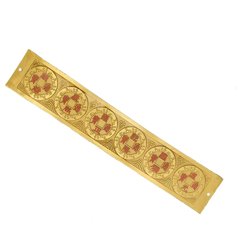 Brass 6 Emperor Coins Ruler Ornaments Lubanche Feng Shui Feet Meters Home Furnishing Carving Decoration Accessories