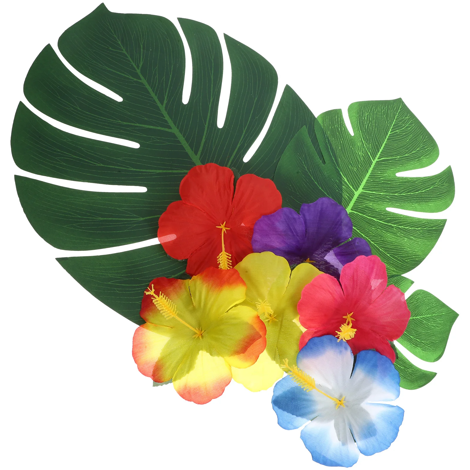

1Set Tropical Party Table Decorations Exquisite Polyester Simulation Plants Artificial Monstera Leaves Flowers Hawaii Luau