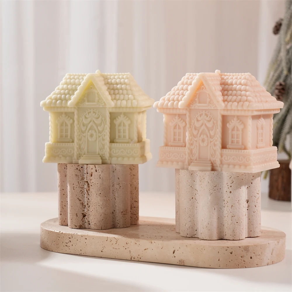 ديكور عيد الميلاد بيت الزنجبيل شمعة قالب من السيليكون الزنجبيل كوخ سيليكون قالب شمع الصويا