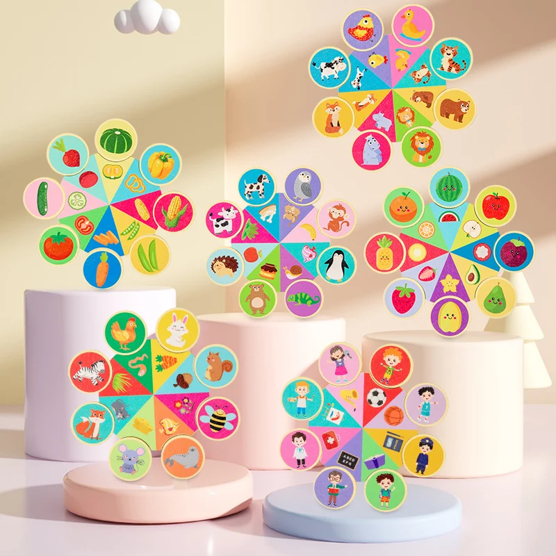 

Wooden Paring Game with Six Theme Educational Memory Game Toy Teaching Aid Parent-child Interactive Cognitive Matching Toys Gift