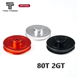Twotrees Black Red Anodized 80 Teeth 2MGT/2GT Synchronous Pulley Bore 5mm Width 6mm GT2 Timing Belt Wheel 80Teeth 80T For VORON