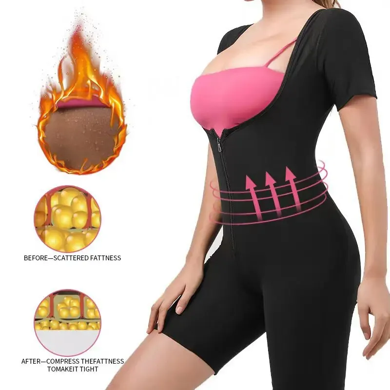 Sauna Suit Shapewear for Women Full Body Tummy Control Shapewear Bodysuit Slim Waist Trainer Workout Gym Shaper