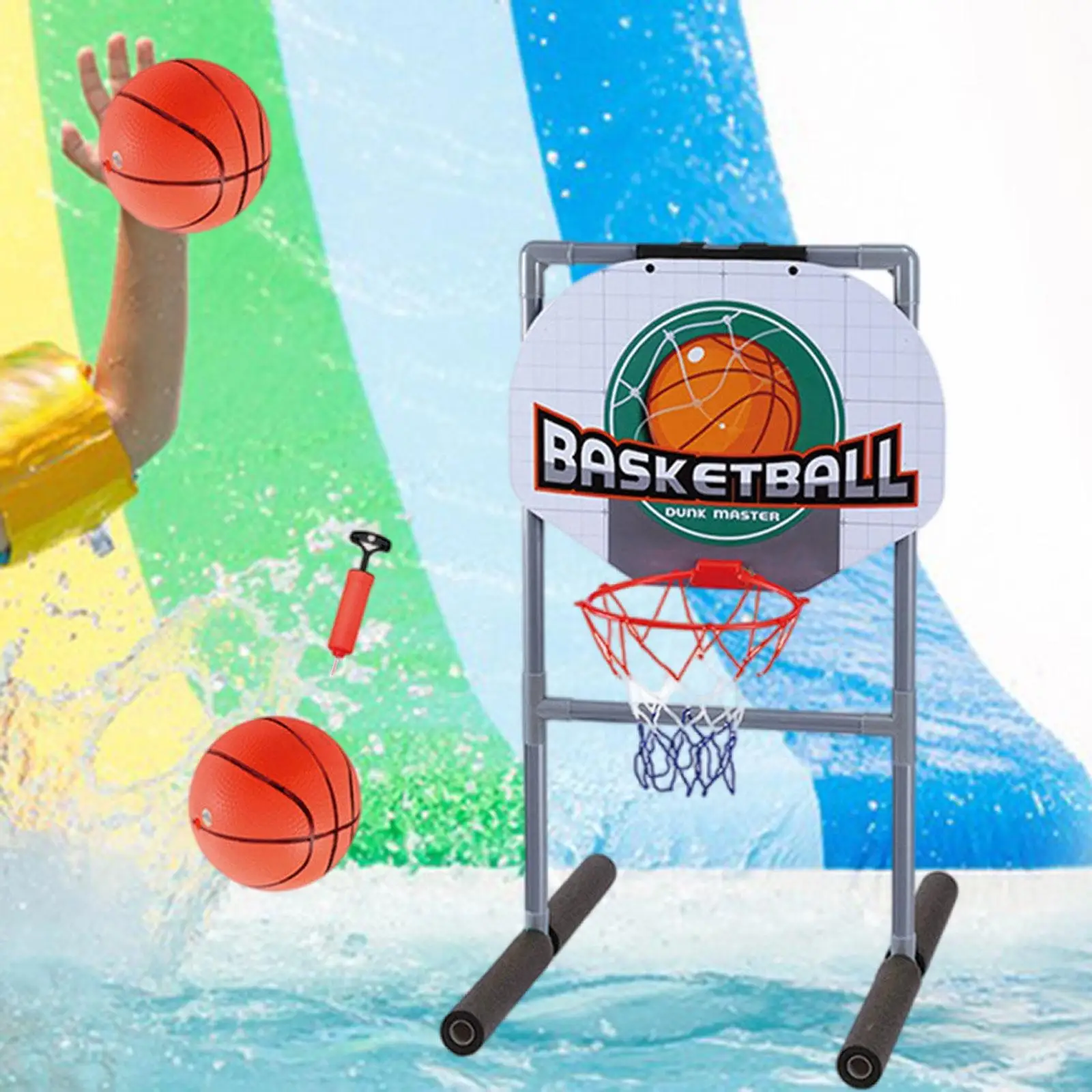 

Floating Pool Basketball Hoop Swimming Pool Basketball Hoop Gift with Balls and Pump for Games Basketball Indoor Outdoor Kids