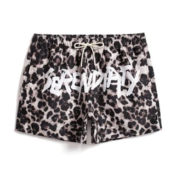 Men's Beachwear Quick Drying Baggy Male Swimwear Jogger Shorts Casual Wear For Men White Leopard Print Shorts GMA2653