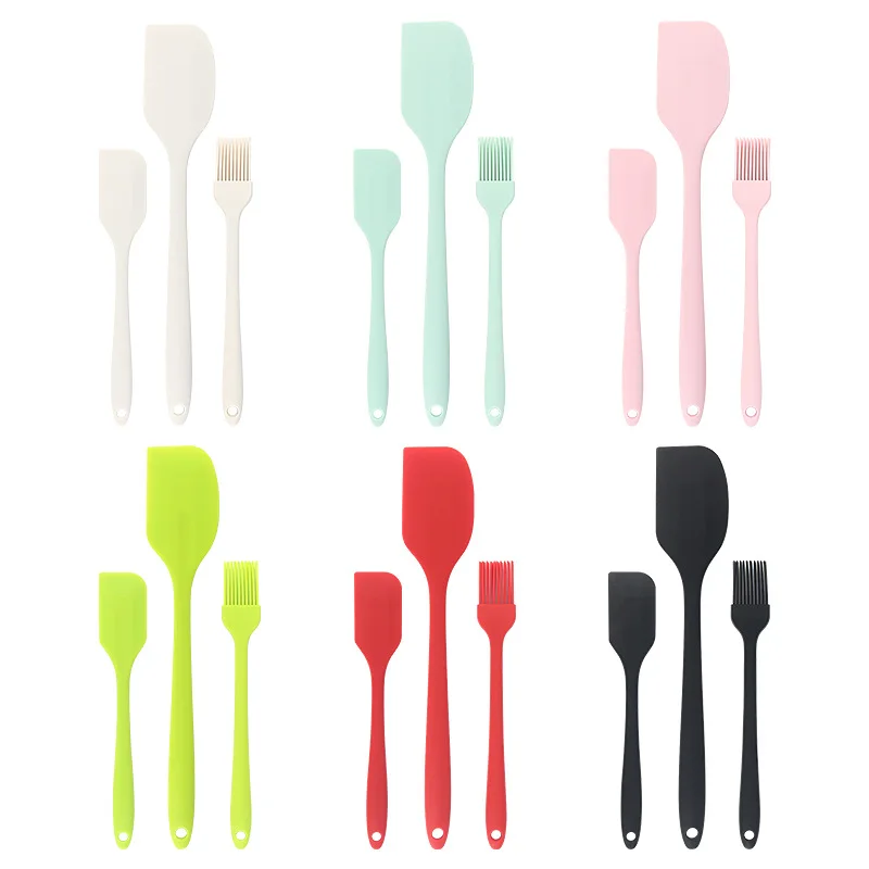 3 piece kitchen baking set all in one silicone spatula oil brush baking butter spatula single cake scraper baking tool