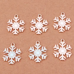 10pcs Cute Enamel Snowflake Charms Pendant for Earrings Necklace DIY Bracelet Christmas Jewelry Making Accessories