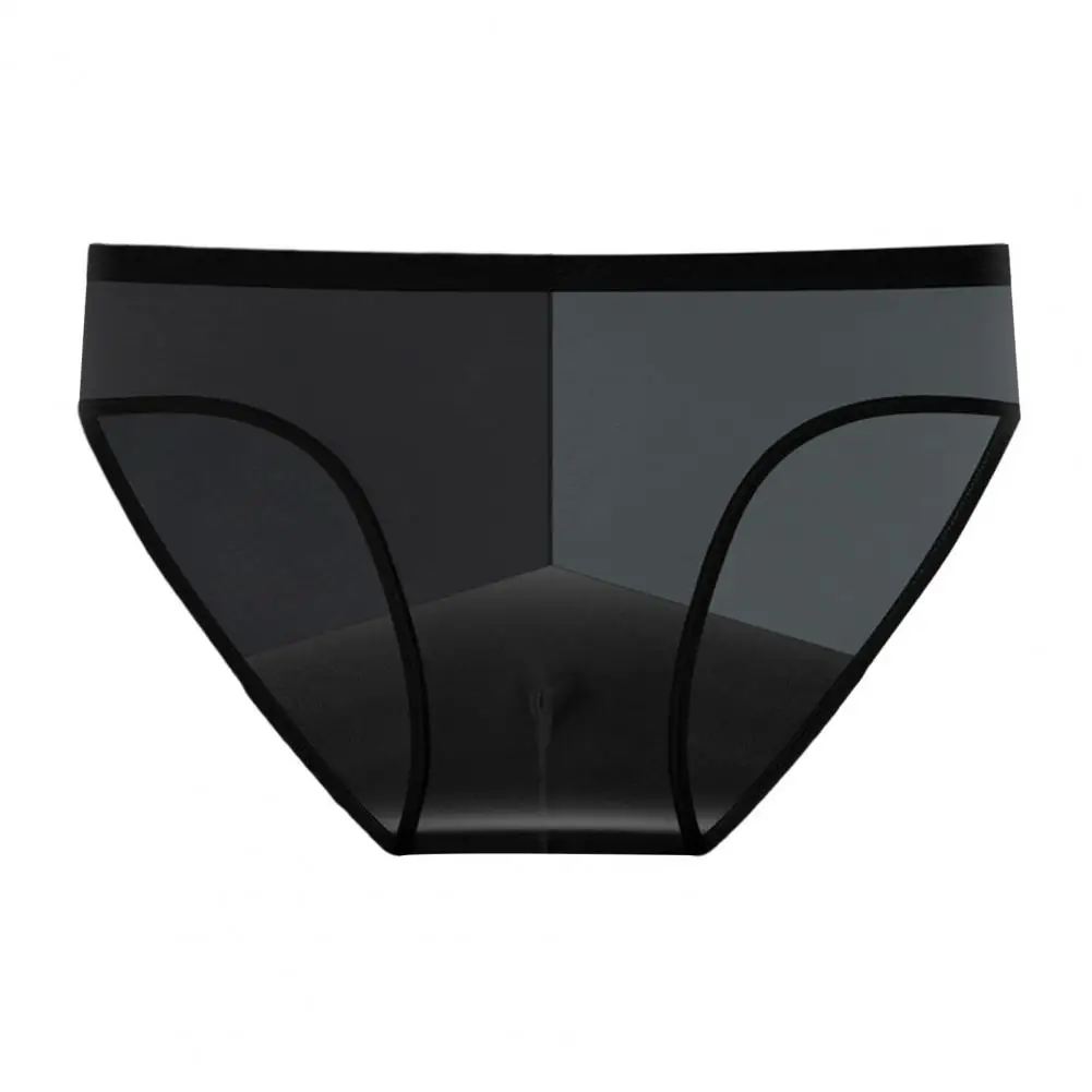 

Elastic Men Briefs Men's Mid-rise Perspective Briefs with Separate Pouches Soft Texture Breathable Elastic Panties for Comfort
