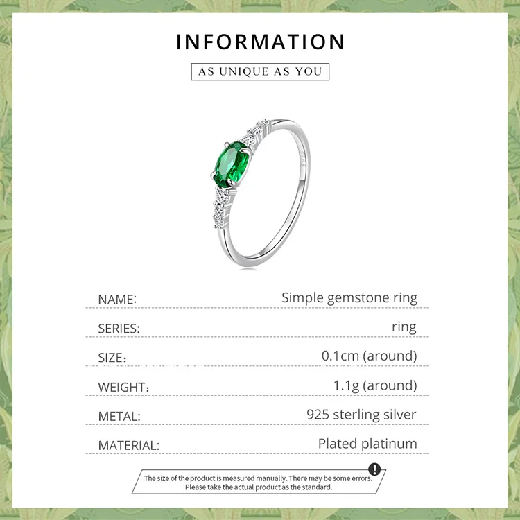 BAMOER 925 Sterling Silver Oval Gemstone Ring for Women Green Pink Zirconium Prongs Setting Ring Wedding Bridal Jewelry Gift