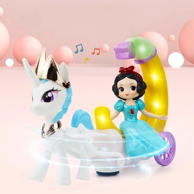 Snow White Angel Carriage Toy Universal Walking Anti-Collision Music Light Girl Princess Toy Gift Cute Girly Heart