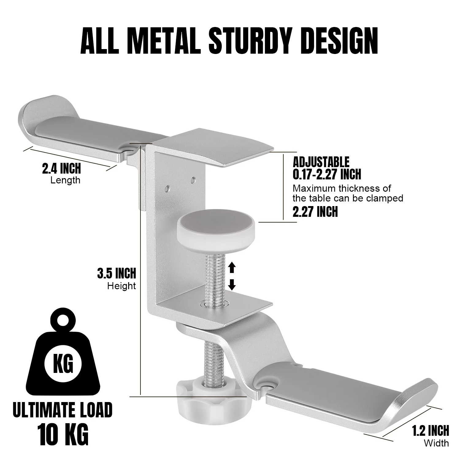 Soporte plegable para auriculares, barra de sonido de aluminio, gancho de abrazadera para debajo del escritorio, ahorro de espacio, gancho para