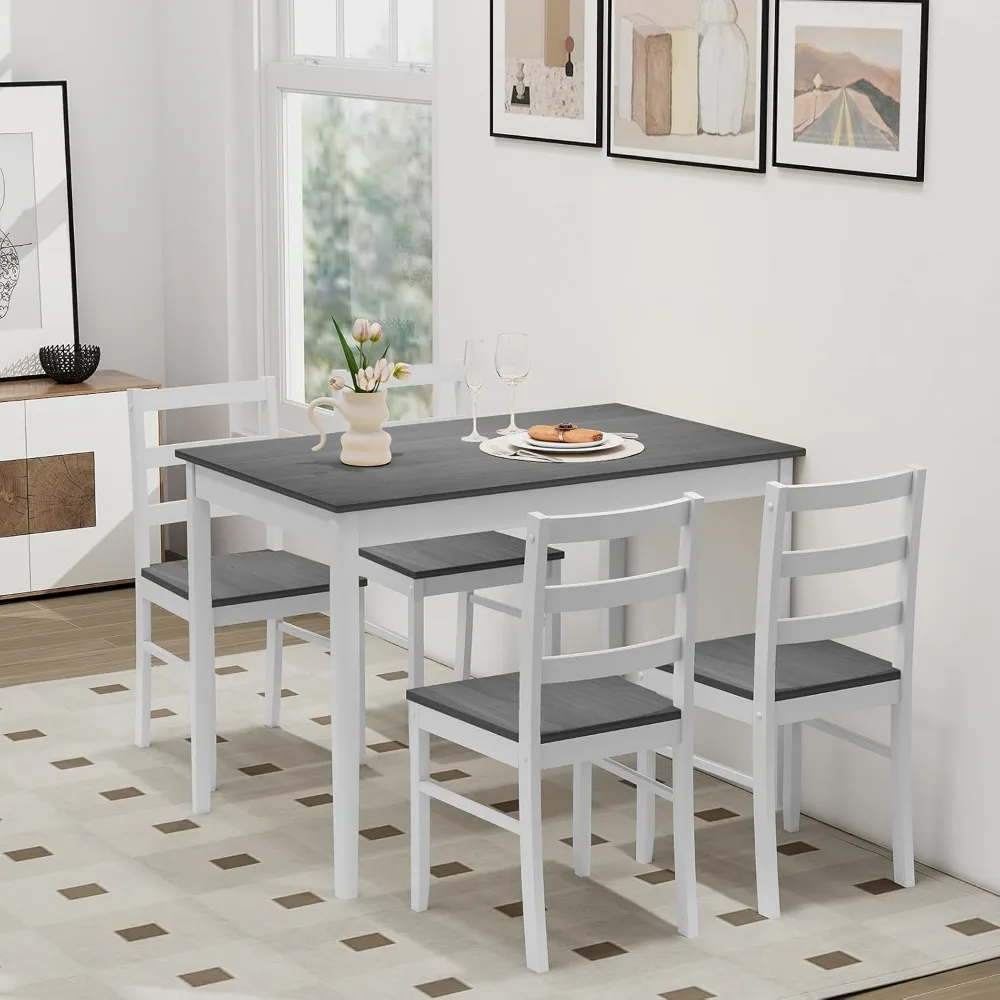 Dining table for 4 persons, breakfast corner, kitchen table, 4 dining chairs, compact space saving small dining chairs