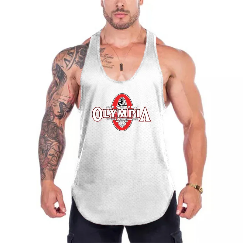 Men Summer Gym Clothing Fitness Sports Stringer Tank Top Men Bodybuilding Vest Running Vest Workout Sleeveless Shirt O-neck