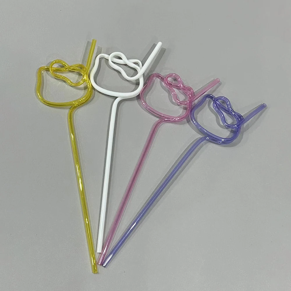 Hello Kitty Soft Straw 4pcs 28cm Kawaii Sanrio Cartoon Cute Colorful Reusable Family Gathering Party Food Grade Beverage Straws