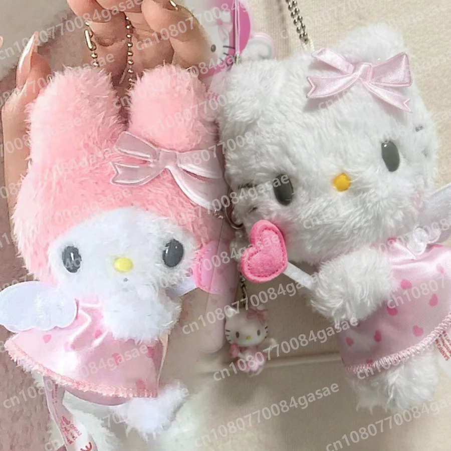 

Sanrio Anime Hello Kittys My Melody Kawaii Love Angel Doll Cute Girl Cartoon Plush Pendant Keychain Backpack Toy Dolls Gift