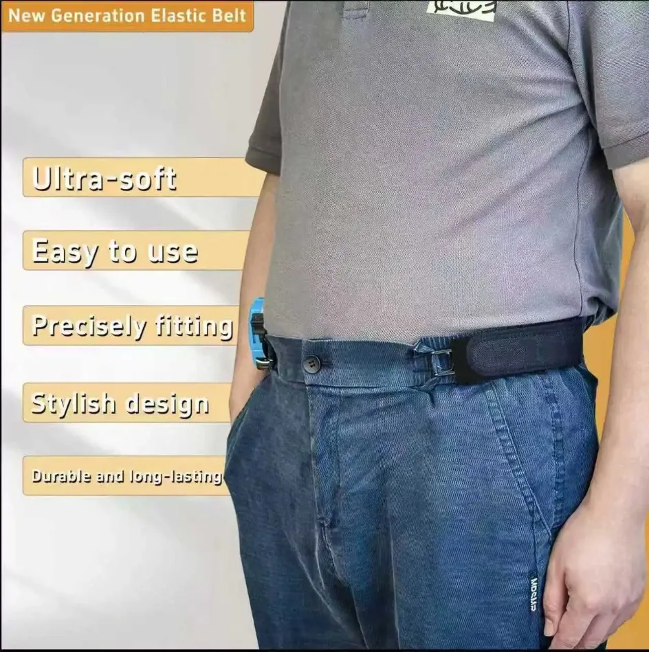 Schnallenloser elastischer Gürtel mit verstellbarem Metallhaken für Männer und Frauen, Unisex, schnallenfreier, unsichtbarer Taillengürtelverschluss, für Arbeiten im Freien, EDC – Detail 3