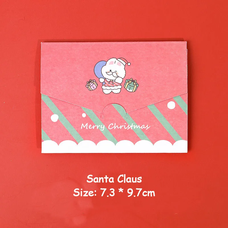 6pcs Merry Christmas Cards Cartoon Holiday Greeting Cards Envelope Wishing Blessing Gift Xmas Message Card