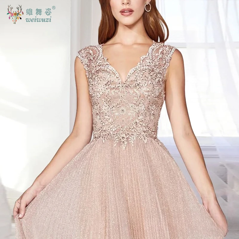 Moda sexy irmãs grupo com decote em v rendas lantejoulas bordado vestidos de noite dama de honra sem costas a linha vestido de casamento plissado
