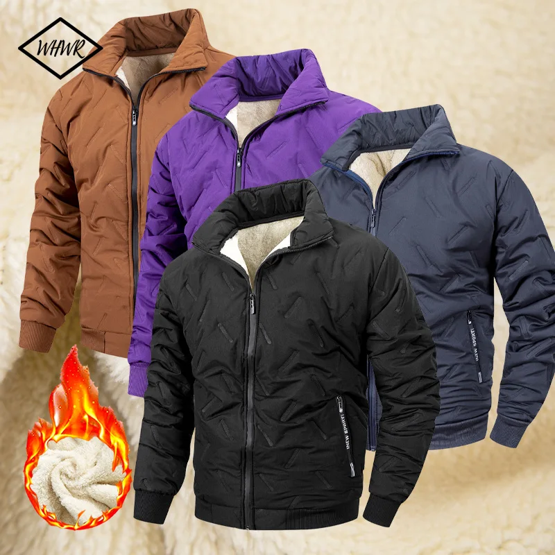 

Fashion Men's Thickened Fleece Jacket Coats Men Winter Warm Comfort Fleece Coat Outdoor Casual Windproof Outerwear Male Clothing