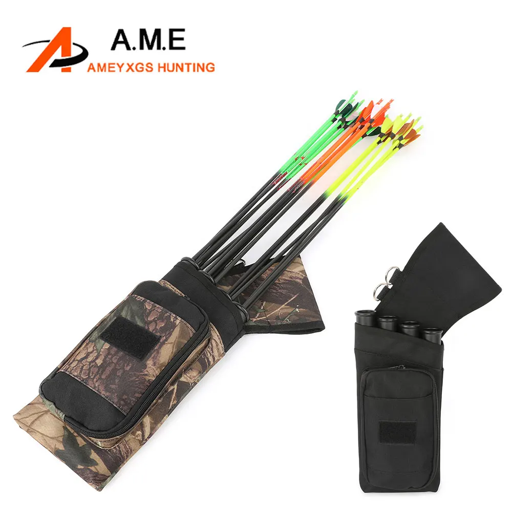

1pc Left Hand Arrow Quiver 4 Tube Waist Arrow Pouch Nylon Material Adjustable Belt Arrow Bag for Archery Hunting Shooting Target