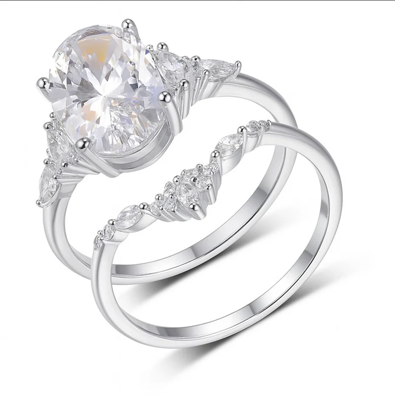 

ZFSILVER s925 Серебряное модное роскошное модное кольцо с муассанитом D, овальное кольцо с короной для подвесок, женские ювелирные изделия для свадебной вечеринки, подарок MR0188
