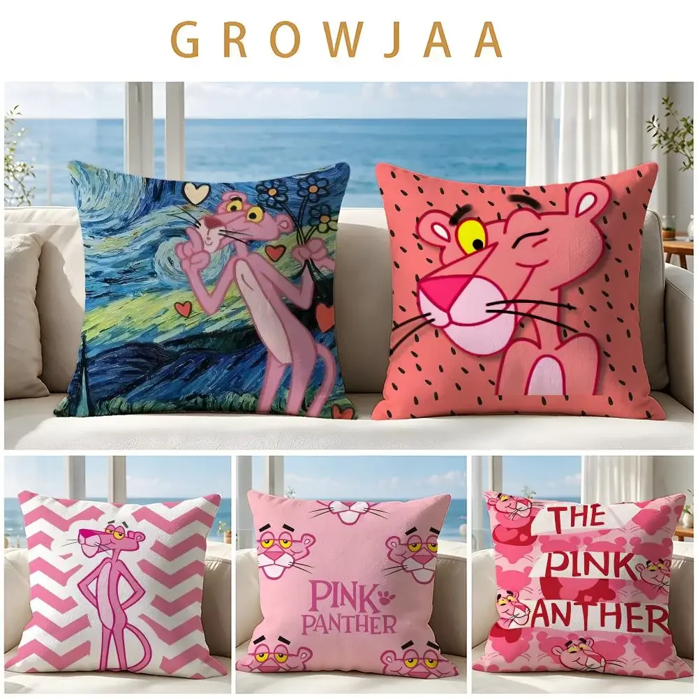 The Pink Panther Cushion Cover Throw Pillow Short Plush Fresh Natural Cushion for Living Room Sofa Ornament Present Gift