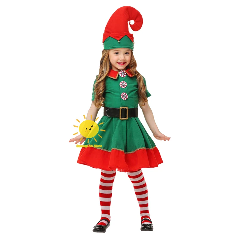 Kinderen Kerst Elf Cosplay Kostuums Jongens En Meisjes Volwassen Elf Cos Dance Suits Party Kerst Kostuums Halloween Voor Familiegeschenken