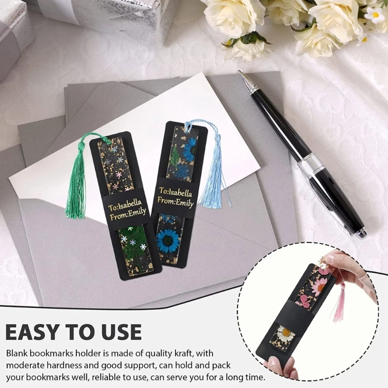 DIY Sleeves Blank Resin Kraft Holder Gift for Reading Book Lover Collecting Teacher Bookmarks Wrapping