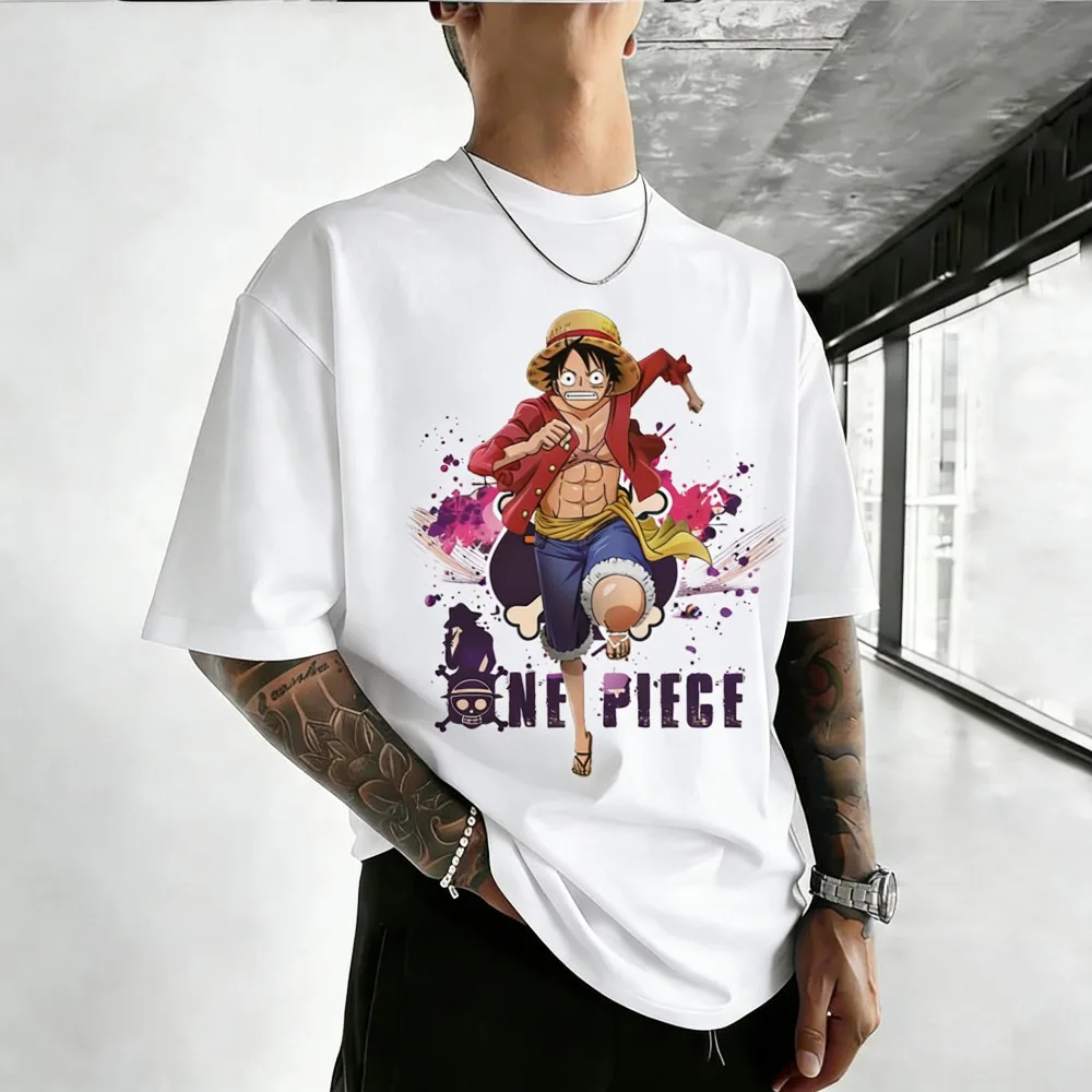 

Футболка унисекс хлопковая ONE PIECE Monkey D. Luffy 2026 летняя, с аниме-принтом в стиле Харадзюку, свободного кроя, для родителей и детей, с коротким рукавом