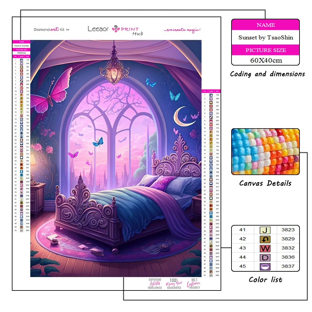 5D Cartoon Fantasy Diamond Painting Pink Bedroom Full Rhinestone Mosaic Embroidery Cross Stitch Kit Home Decor Gifts ダイヤモンドアート