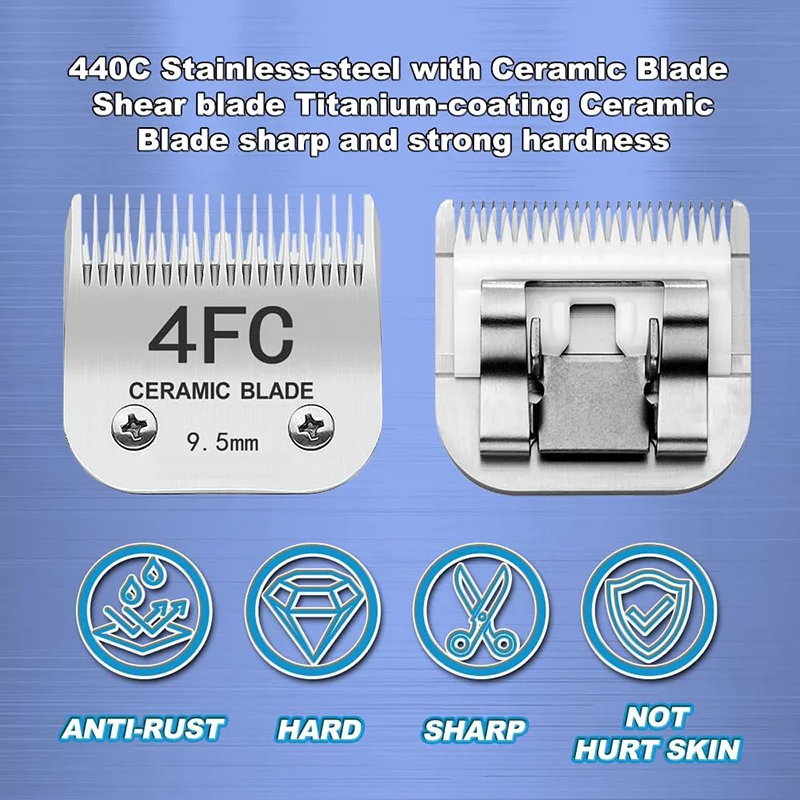 Ceramic Detachable Pet Clipper Replacement Blade Compatible With Andis, Oster A5, Wahl KM Series Dog/Animal Clippers