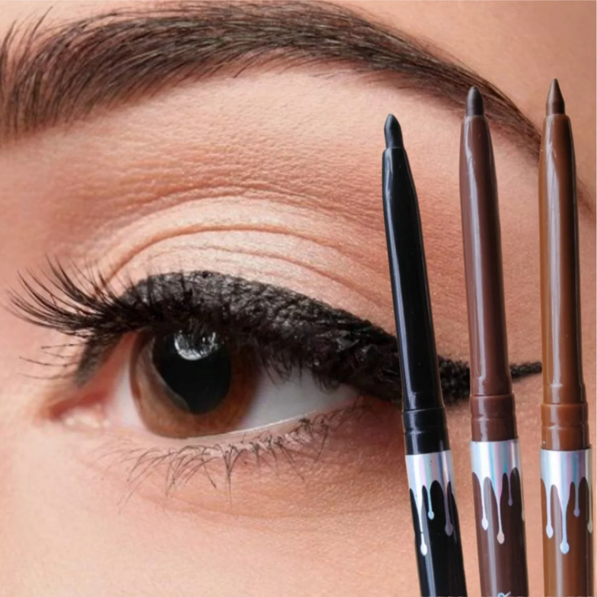Eyeliner Gel Pencil Black Brown Ultra-fine Matte Natural Smooth Quick Dry Non-Smudge Waterproof Easy Wear Eyeliner Pen Makeup