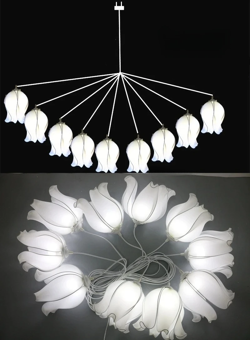Romantic White Fabric Flowers 10PCs for Wedding Hall New Year Party Stage Decorations，Wedding LED Flower String Lights Modern 。