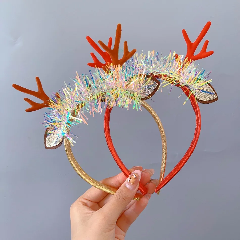 

Рождественский головной убор с рогами, 2 шт., повязка на голову Mori, рождественская заколка для волос, повязка на голову для девочек, аксессуары для волос, рождественское платье HP01