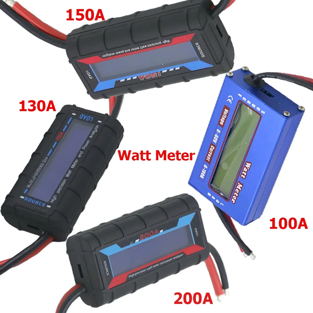 ABS Watt Meter Reusable Professional 150A 200A Digital Electrical Solar Panel LCD Screen Power Analyzer Voltmeter Backlight RC