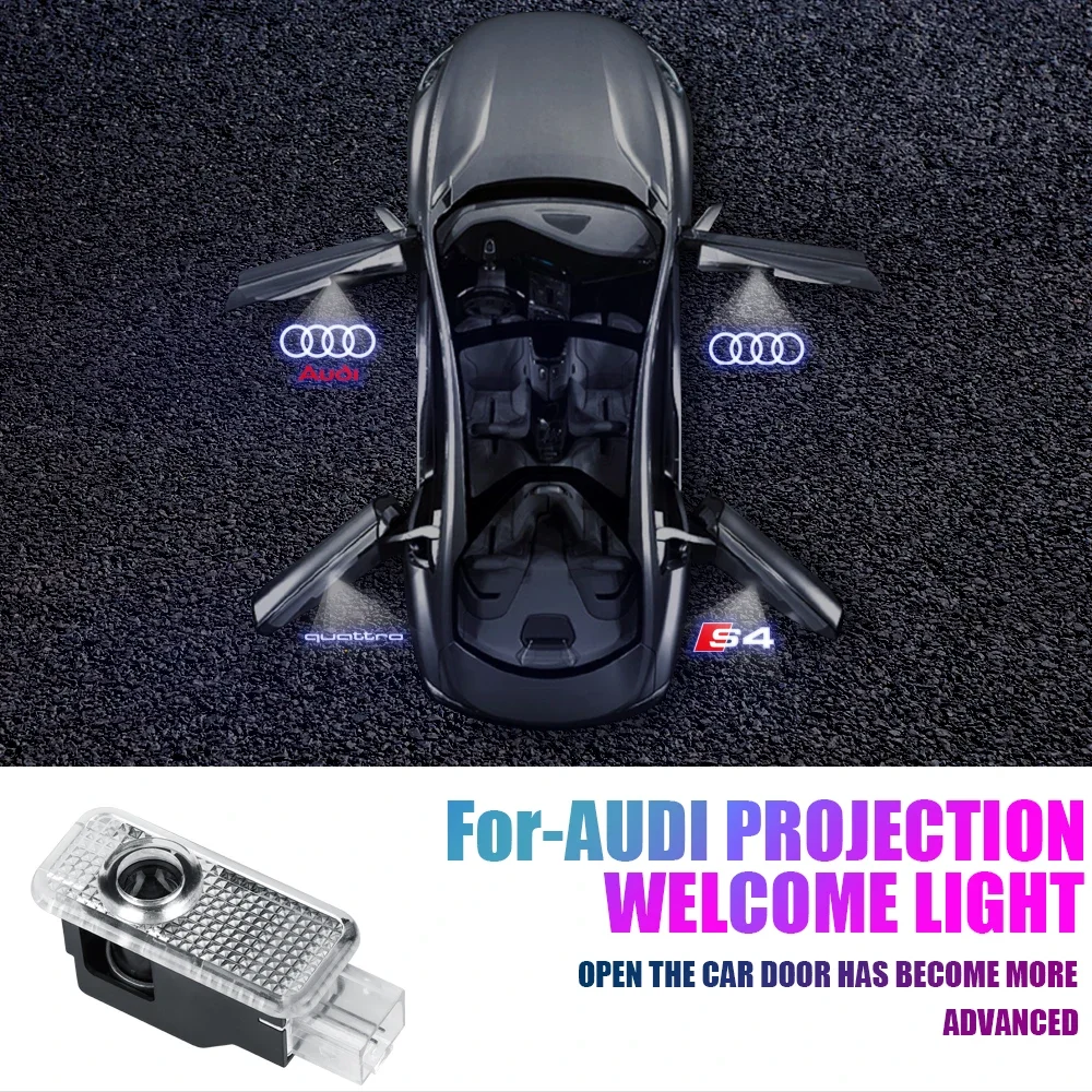 2pcs Led Car Door Welcome Lights for Audi A1 A3 8P 8V A4 A5 A6 A7 A8 Q3 Q5 Q7 Q8 S3 S4 C7 C6 B9 A4L Sline TT Logo Projector Lamp