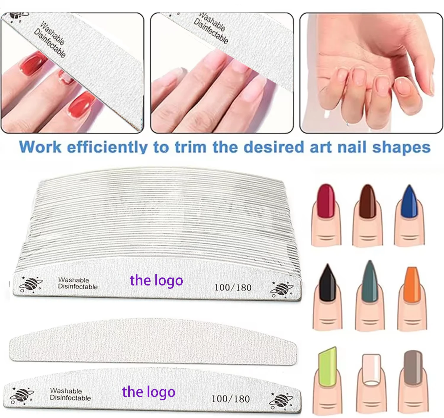 5/10 pçs arquivo de unhas 100/180 amortecedor de madeira lixa profissional unha gel polonês forte grosso cinza lixar manicure ferramenta